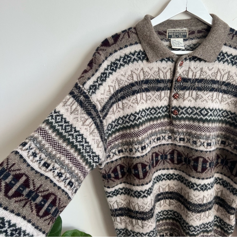 Vintage 100% Wool Multicolor Sweater Size XL Oversized - Picture 3 of 8